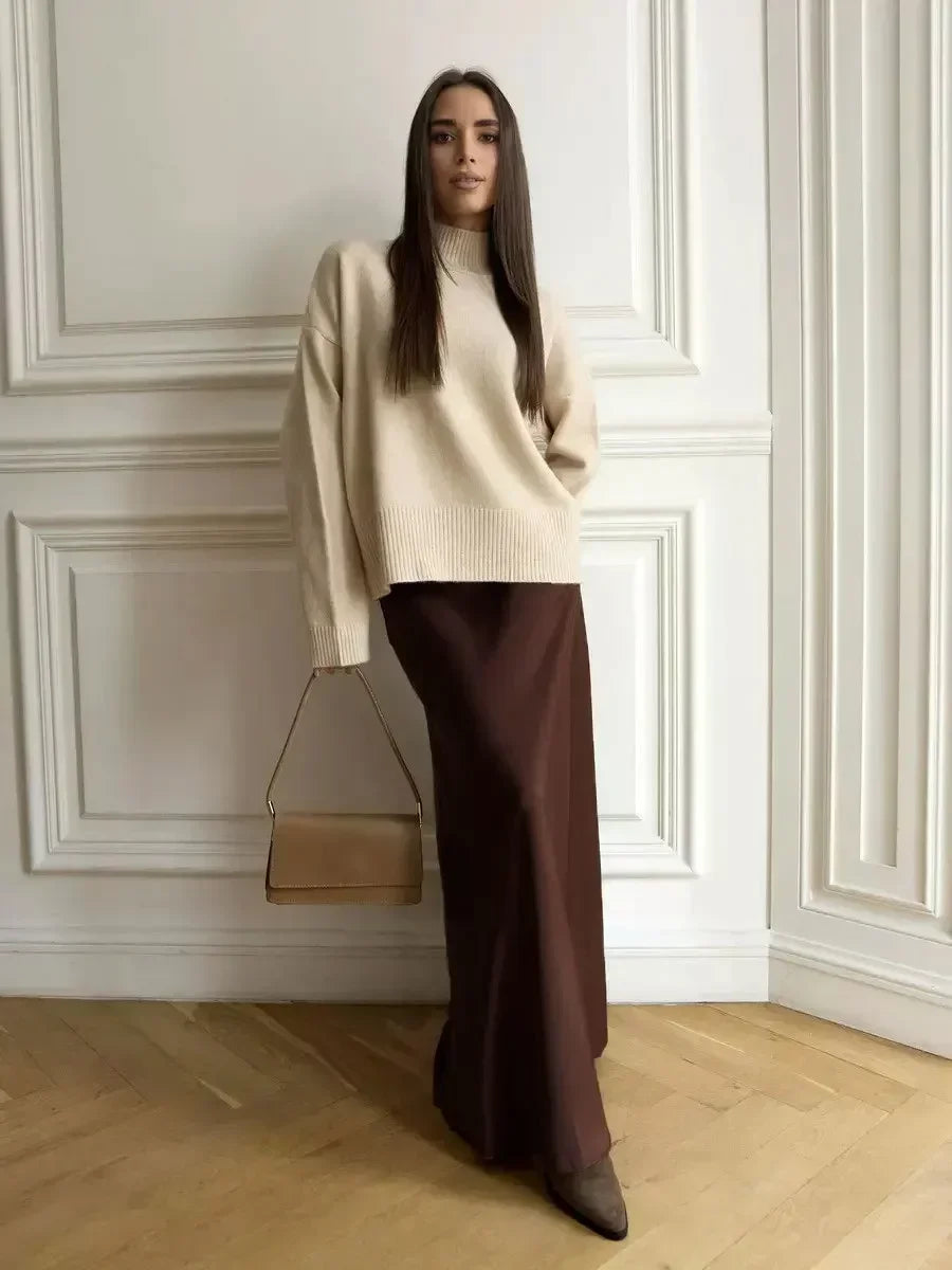 Sofie Dame Maxi Nederdel – Satin Fishtail Nederdel Høj Talje Elegant Sommerstil