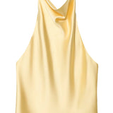 Satin Halterneck Top med Korsetdetalje – Åben Ryg Sommerbluse