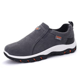 Herre slip-on sneakers i ruskindslook med kontrastsål