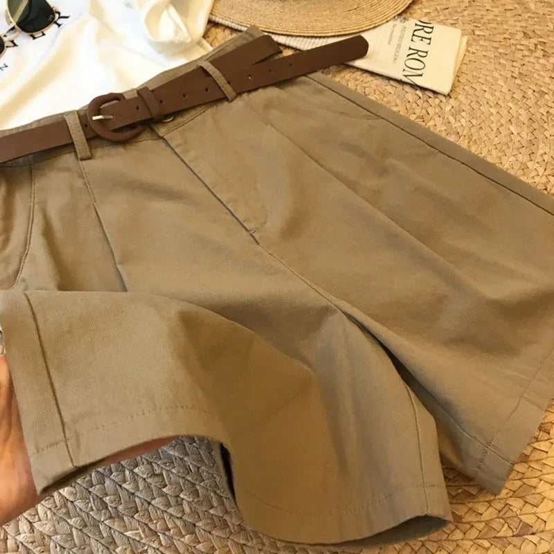 Alva Dame Shorts – Brede Ben Shorts Høj Talje Bomulds Shorts Casual Sommerstil