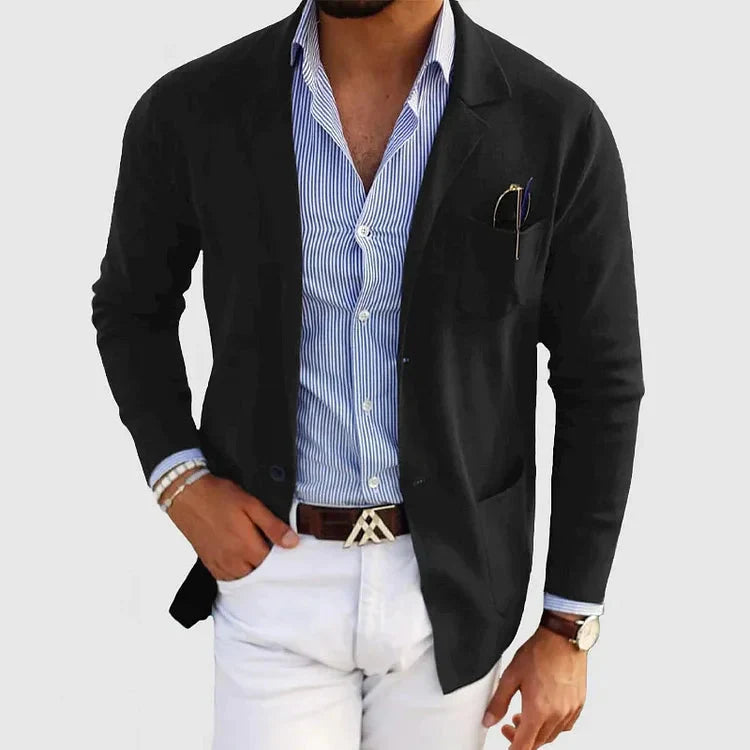 Herreblazer med reverskrave, knapper og lommer