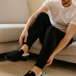 Chaussons homme à enfiler, bout mocassin et semelle plate