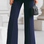 Dame jakkesæt med figursyet blazer og bukser med viddeben