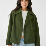 Kort Damejakke – Stilfuld Cropped med Dobbeltknap Design