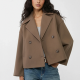 Kort Damejakke – Stilfuld Cropped med Dobbeltknap Design