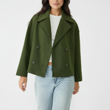 Kort Damejakke – Stilfuld Cropped med Dobbeltknap Design