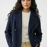 Kort Damejakke – Stilfuld Cropped med Dobbeltknap Design