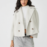 Kort Damejakke – Stilfuld Cropped med Dobbeltknap Design