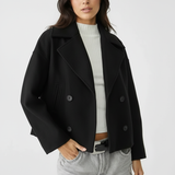 Kort Damejakke – Stilfuld Cropped med Dobbeltknap Design
