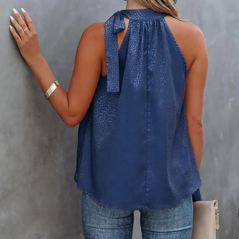 Lexy Halterneck Top med Sløjfedetalje – Elegant Ærmeløs Bluse