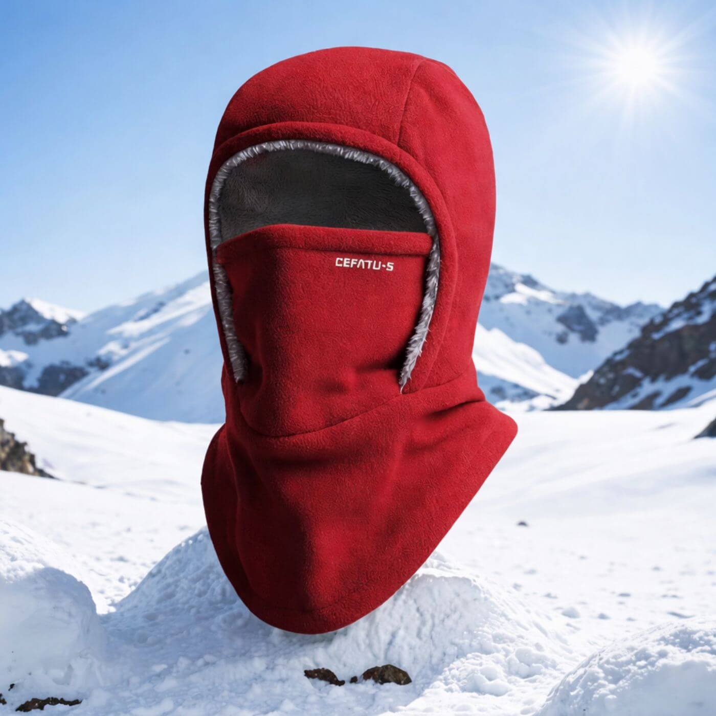 Unisex balaklava med ansigtsdækning og lang halsdel i ensfarvet design