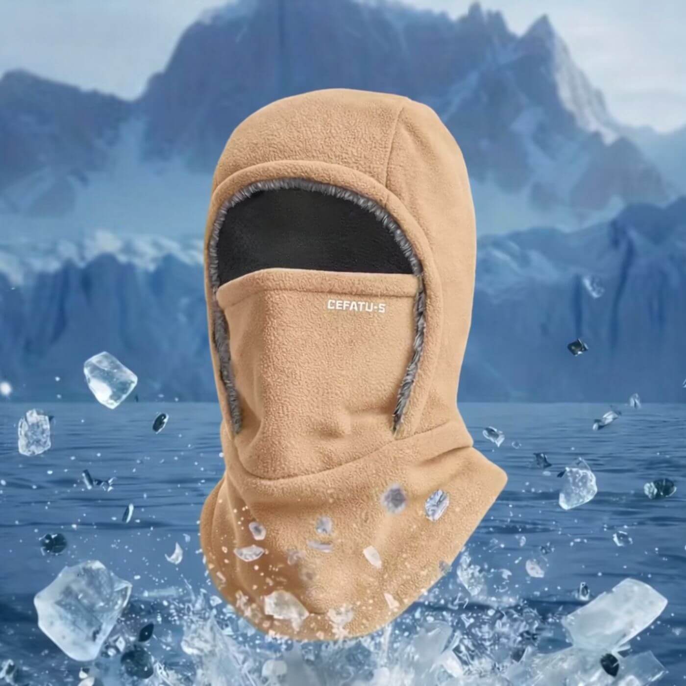 Unisex balaklava med ansigtsdækning og lang halsdel i ensfarvet design