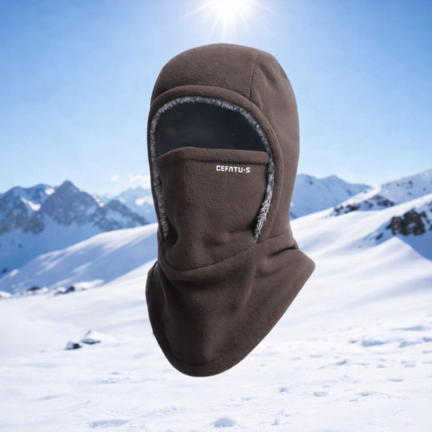 Unisex balaklava med ansigtsdækning og lang halsdel i ensfarvet design