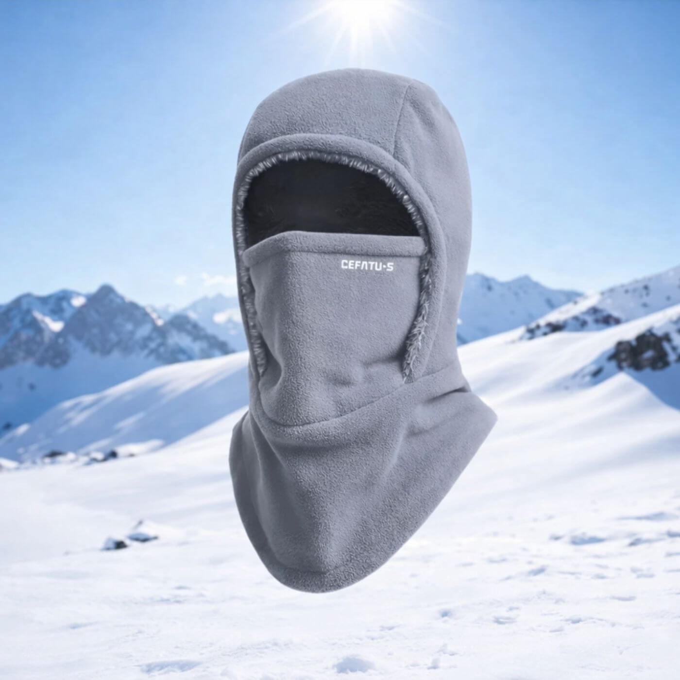 Unisex balaklava med ansigtsdækning og lang halsdel i ensfarvet design