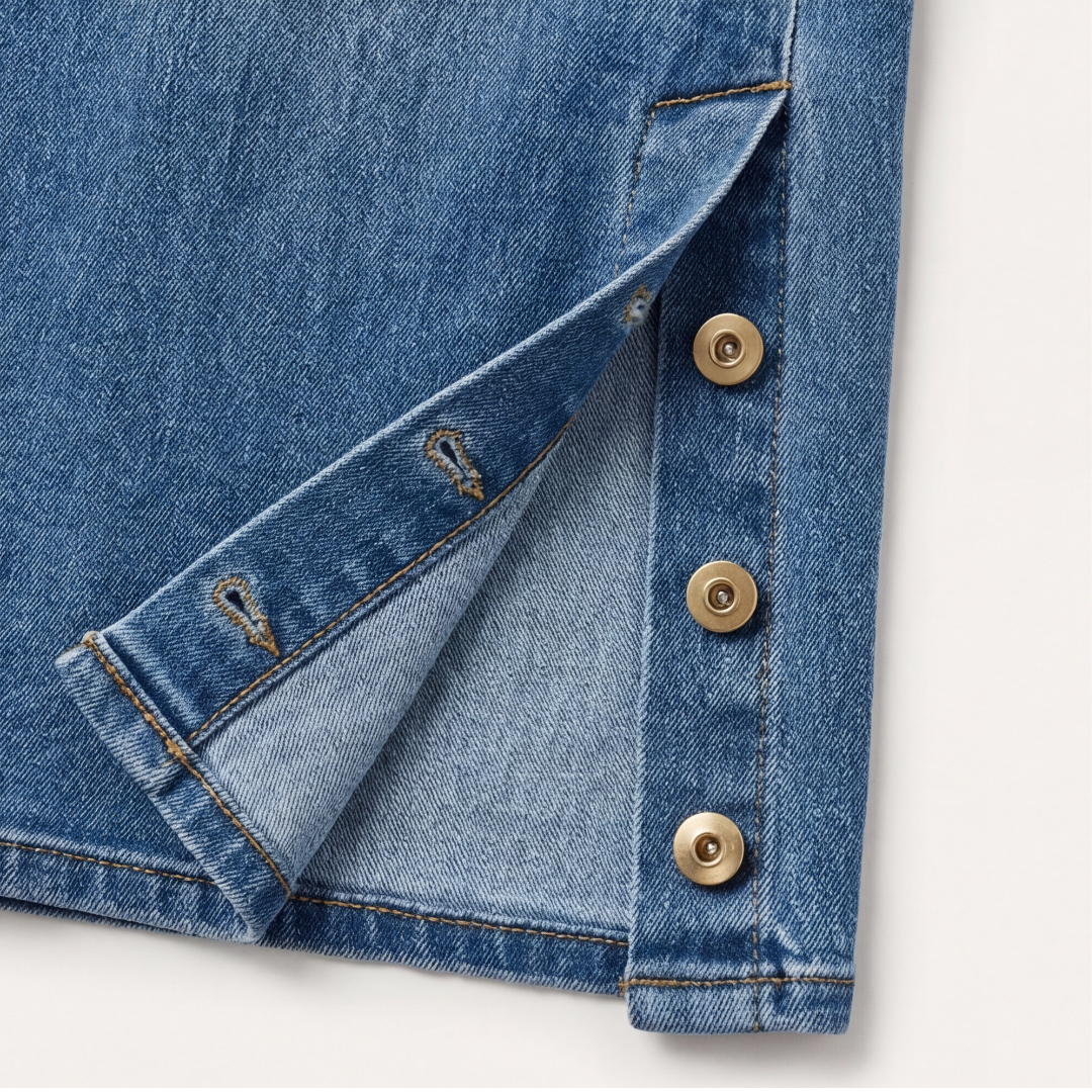 Jeans Baggy Brede Ben Knapfront Retro Komfortable Dame Hverdag Casual Stil – Revelle