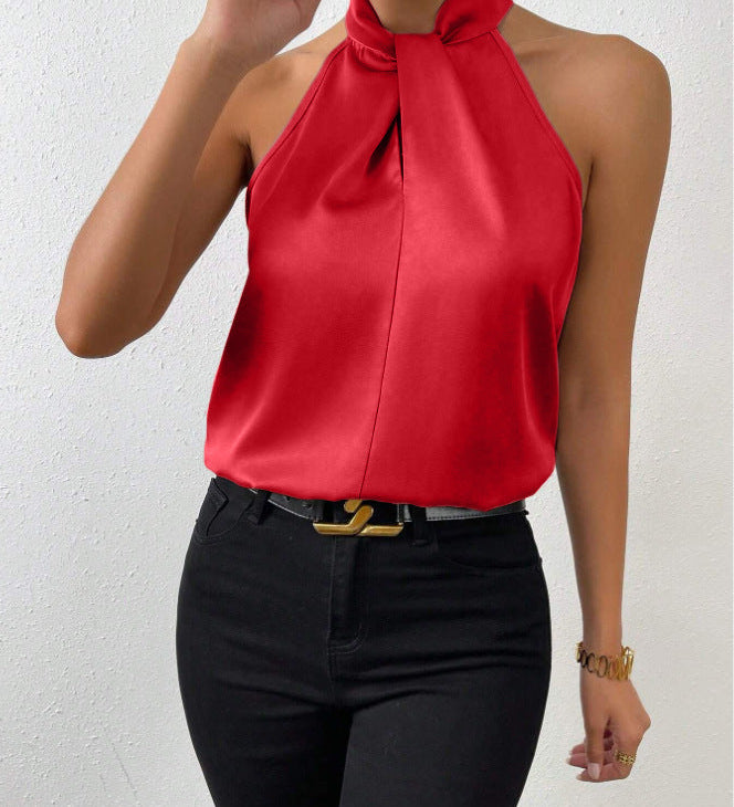 Liora | Satin Twist Neck Top