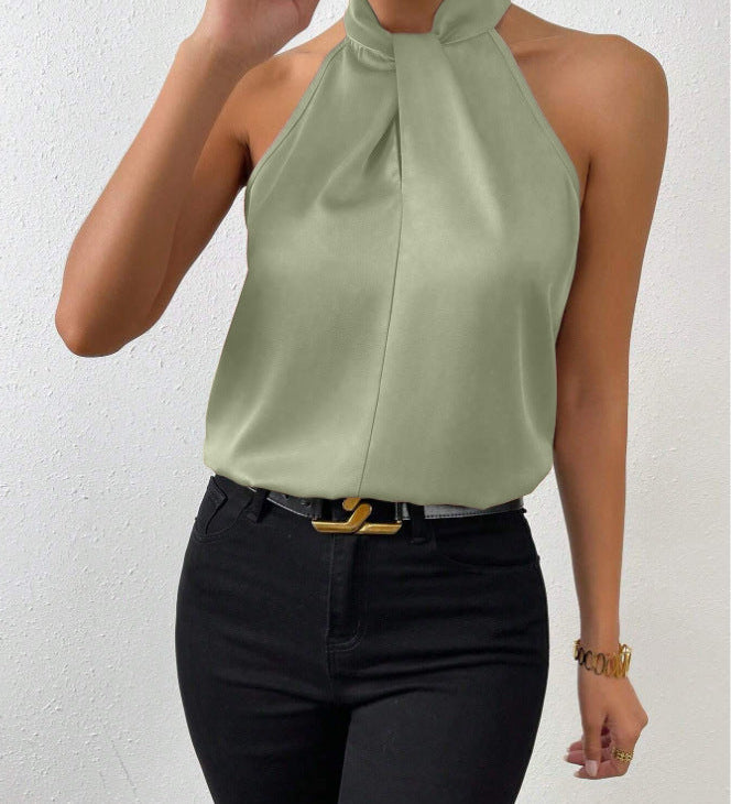 Liora | Satin Twist Neck Top