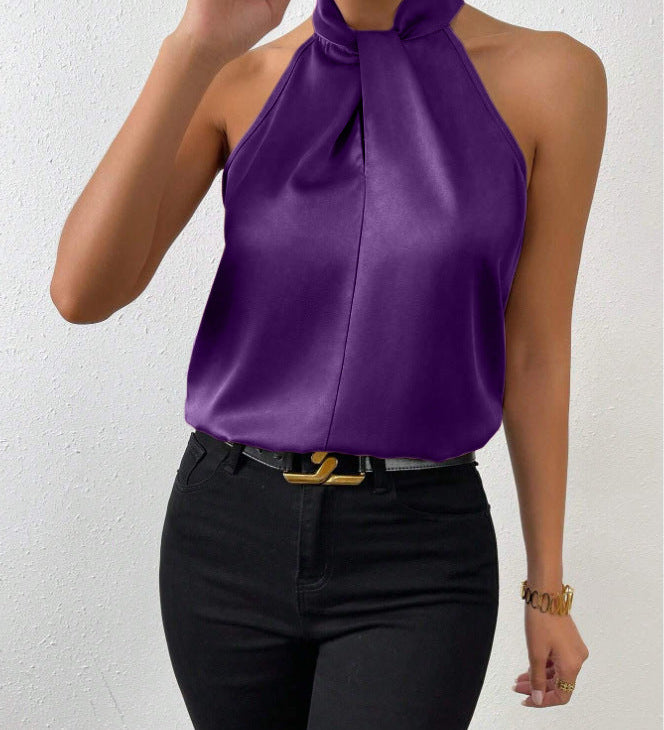 Liora | Satin Twist Neck Top