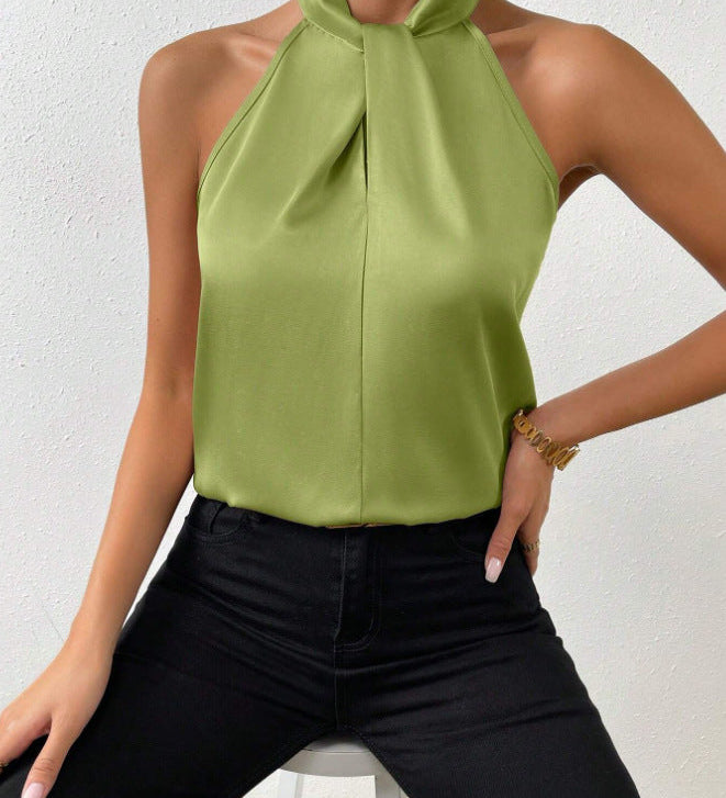 Liora | Satin Twist Neck Top