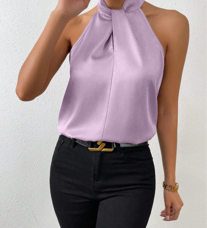 Liora | Satin Twist Neck Top