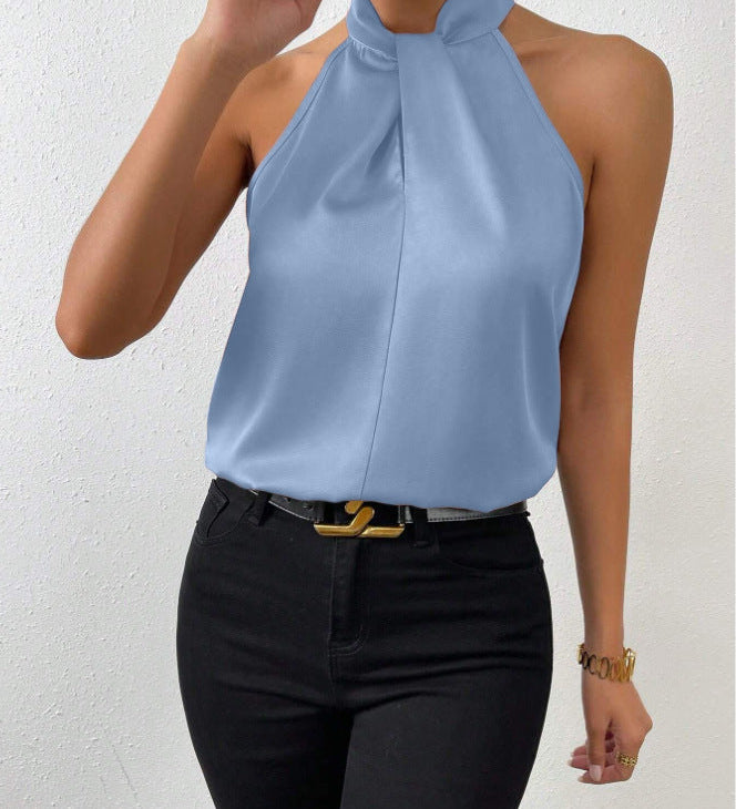 Liora | Satin Twist Neck Top