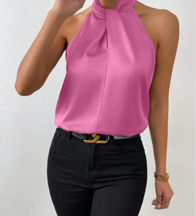 Liora | Satin Twist Neck Top