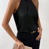 Liora | Satin Twist Neck Top