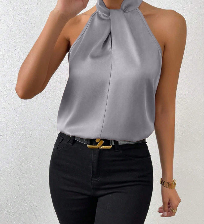 Liora | Satin Twist Neck Top