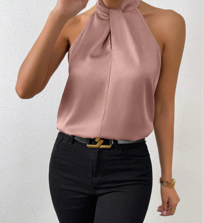 Liora | Satin Twist Neck Top