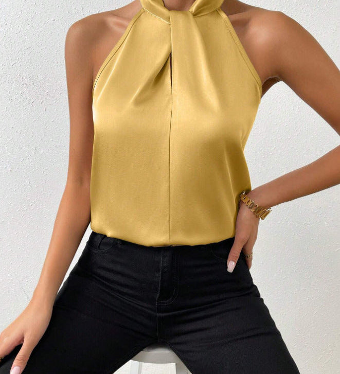 Liora | Satin Twist Neck Top