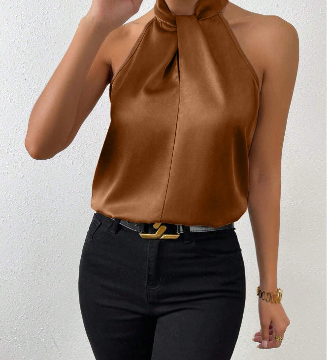 Liora | Satin Twist Neck Top