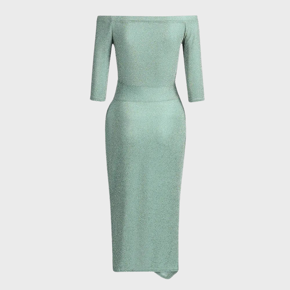 Mila | Kvinders Skinnende Glitter Midi Cocktailkjole med Side Slids