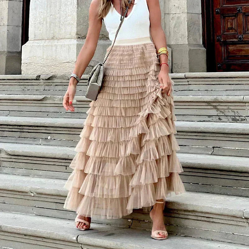 Flydende Blomstret Nederdel med Ruffle – Maxi til Kvinder