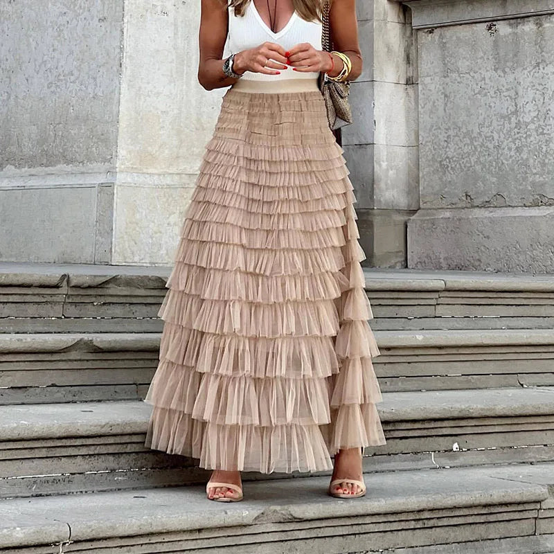 Flydende Blomstret Nederdel med Ruffle – Maxi til Kvinder