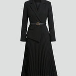 Robe blazer femme midi plissée avec ceinture