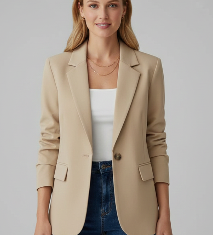 Dame Blazer med Notch Lapel – Skræddersyet Jakke til Kvinder