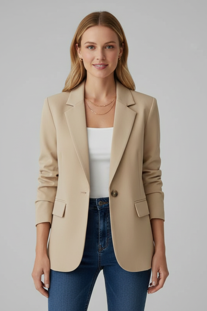Dame Blazer med Notch Lapel – Skræddersyet Jakke til Kvinder