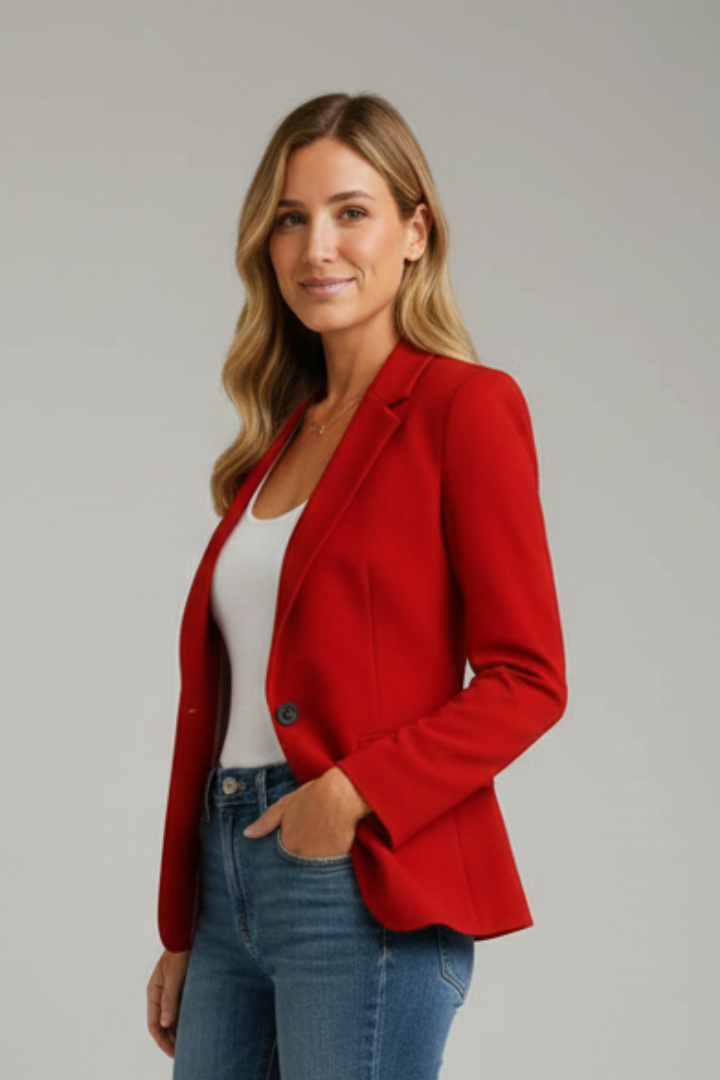 Dame Blazer med Notch Lapel – Skræddersyet Jakke til Kvinder