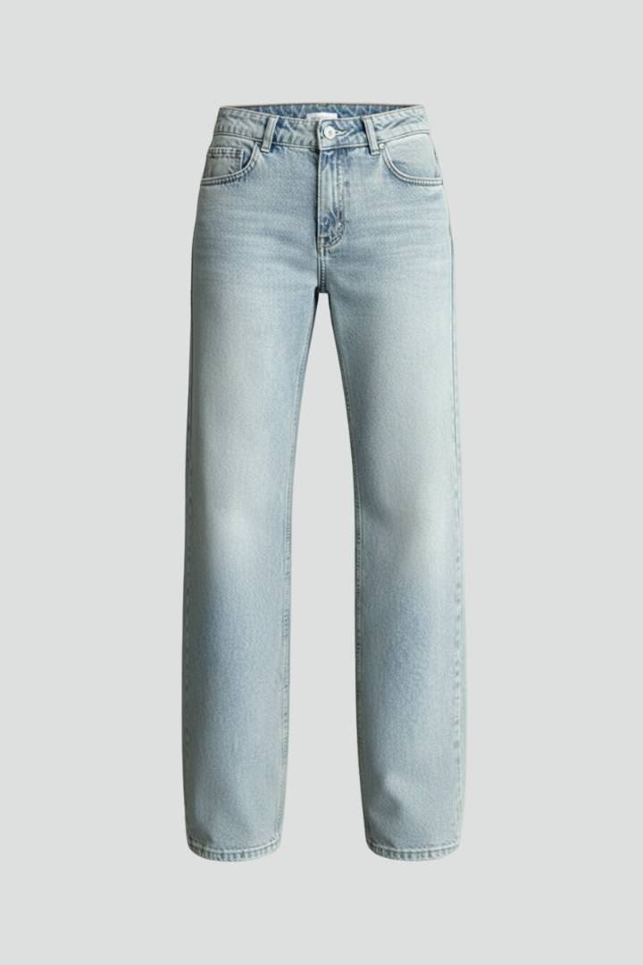 Heather Løse Jeans – Bredbenede Denim med Snøre Talje