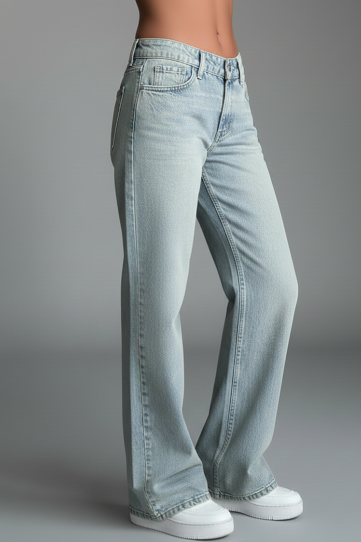 Heather Løse Jeans – Bredbenede Denim med Snøre Talje