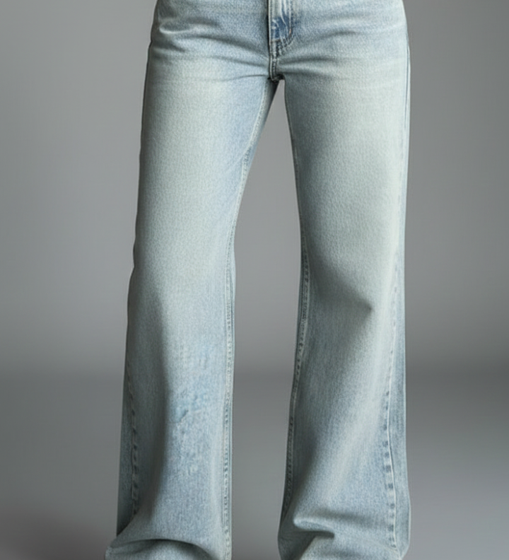 Heather Løse Jeans – Bredbenede Denim med Snøre Talje