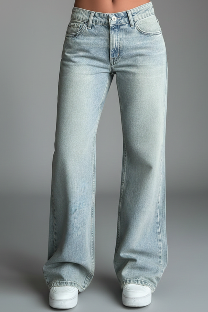 Heather Løse Jeans – Bredbenede Denim med Snøre Talje