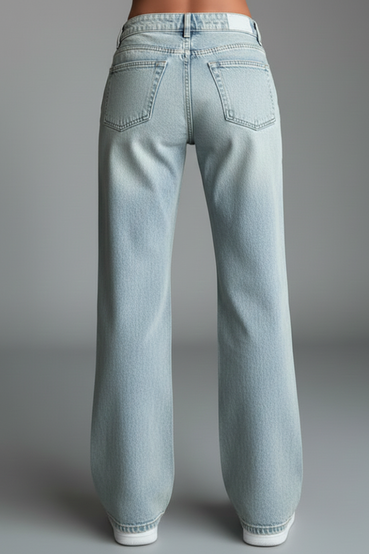 Heather Løse Jeans – Bredbenede Denim med Snøre Talje