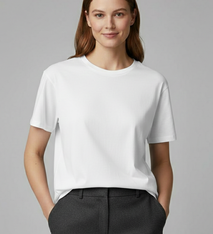 Clarisse | Alsidig ensfarvet T-shirt med rund halsudskæring