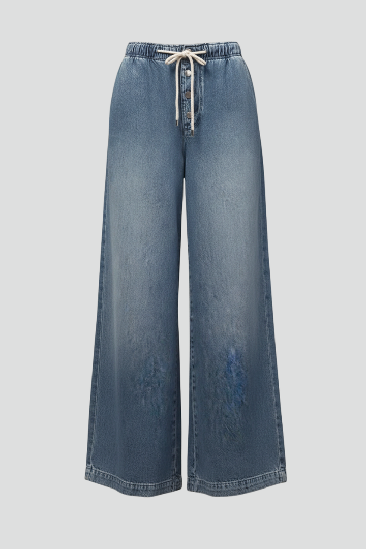 Lauren Løse Jeans – Bredbenede Denim med Træksnor Talje
