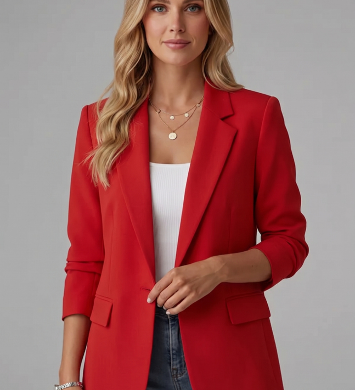 Dame Blazer med Notch Lapel – Skræddersyet Jakke til Kvinder