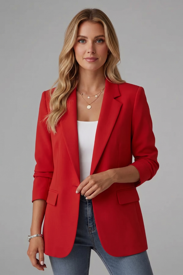 Dame Blazer med Notch Lapel – Skræddersyet Jakke til Kvinder