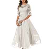 Olanthe | Elegant aftenkjole med blonde og chiffon