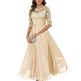 Olanthe | Elegant aftenkjole med blonde og chiffon