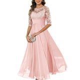 Olanthe | Elegant aftenkjole med blonde og chiffon